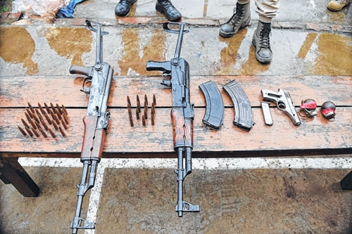 Combined team of 43 AR and Commando recover 2 AK 56 Rifles, 1 country ...