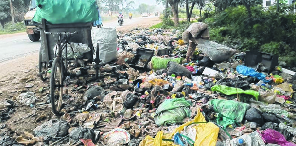 Garbage piles up near Manipur Dairy