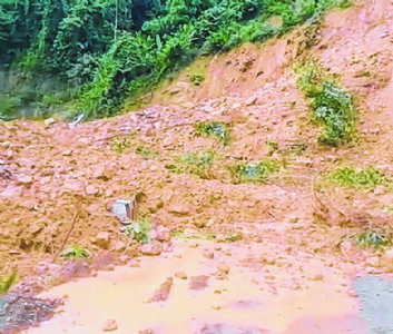 Landslide strands trucks along NH-37