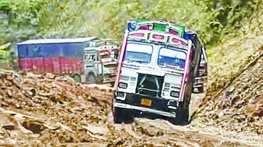 Even as 300 trucks lie stranded... NHIDCL 'halts' road repair work